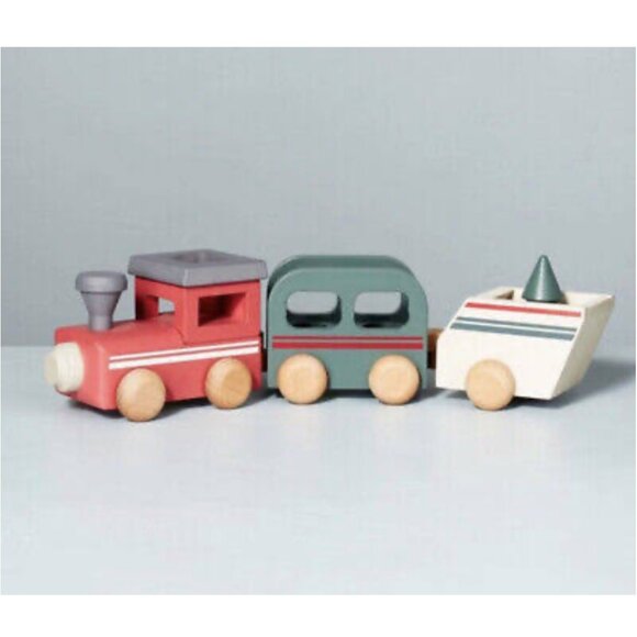 Hearth & Hand with Magnolia Wooden Train Playset Toy Set 4 NEW WITH TAG - Picture 3 of 6